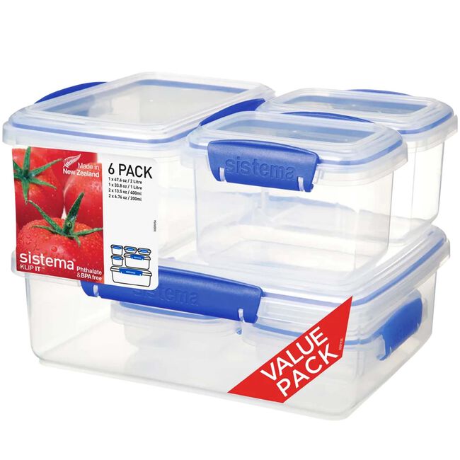 Klip It Airtight Lunch Box Containers 6 Pack