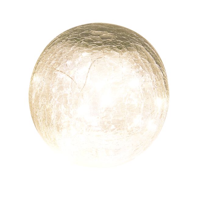 30 Warm White LED Crackle Glass Ball