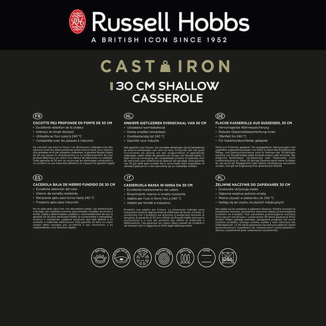 Russell Hobbs Black Cast Iron Casserole Dish