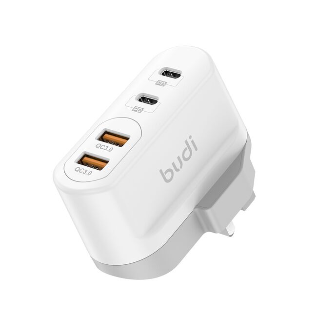 Budi White 2 USB 3.0 & 2 USB-C Mains Charger