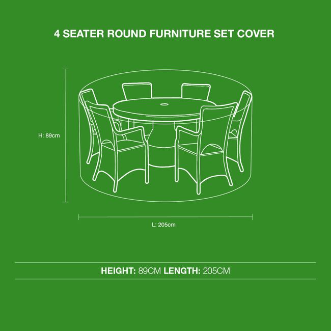 4 Seater Round Furniture Set Cover 100GSM