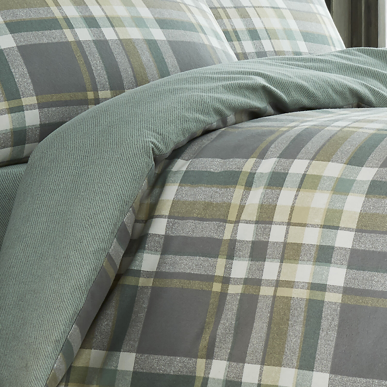 green brushed cotton duvet set