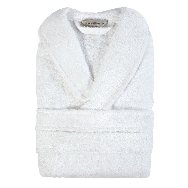 NICOLE DAY MENS WHITE COTTON LARGE Bathrobe