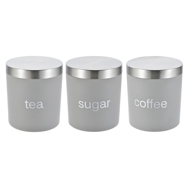 Essentials Set Of 3 Canisters - Grey