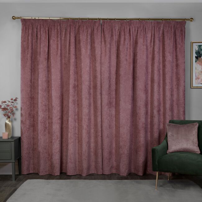 PENCIL PLEAT BLACKOUT & THERMAL HERRINGBONE BLUSH 66x54 Curtain