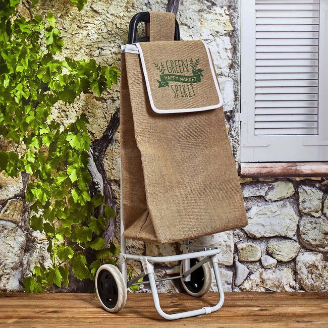 Jute Fabric Cart Shopping Trolley