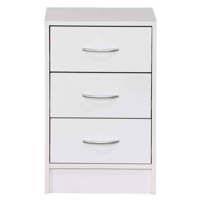 Mayfair White 3 Drawer Bedside Locker