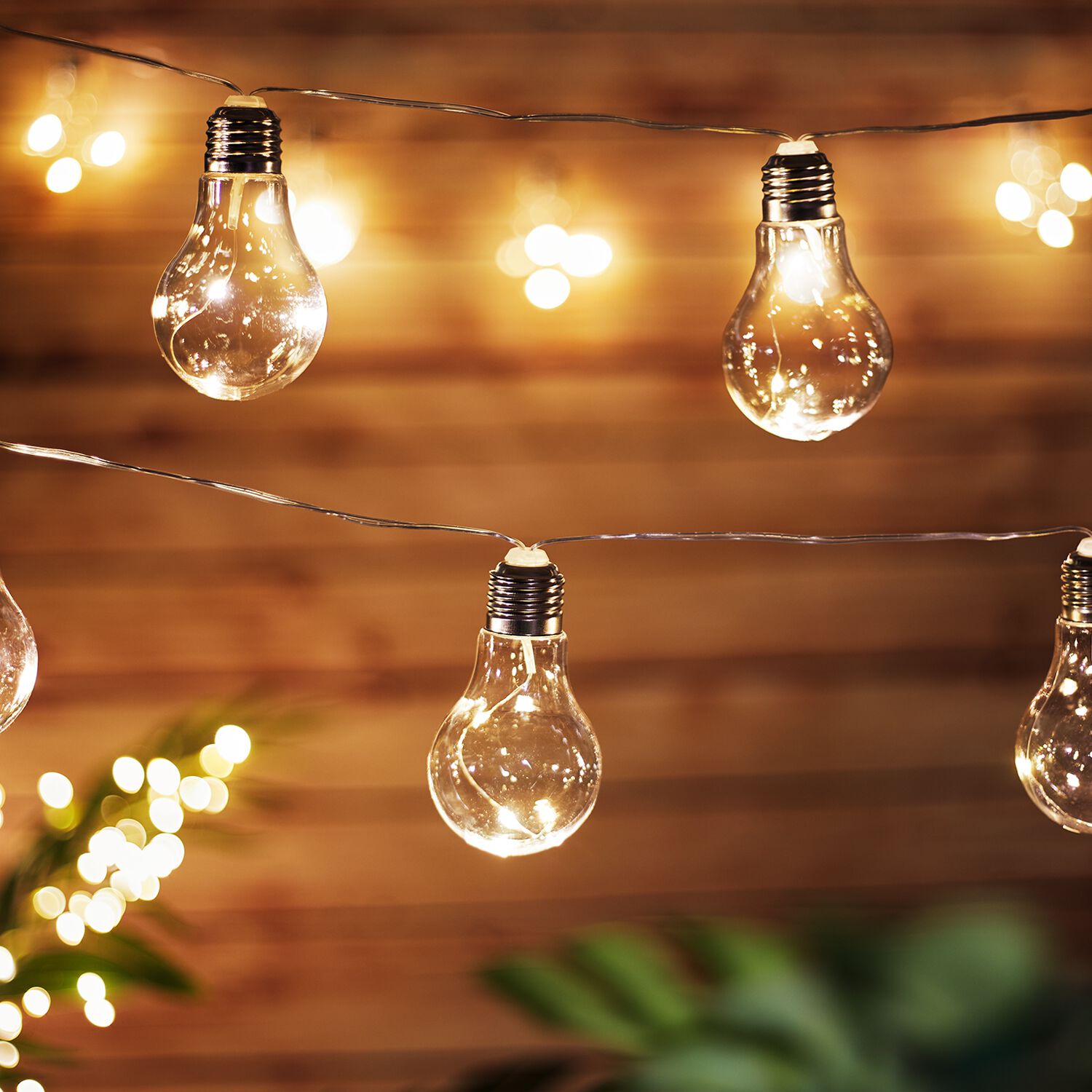 10 LED Solar Light Bulb String Lights Home Store More