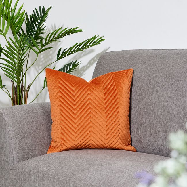 Triangle Stitch Cushion 45x45cm - Orange