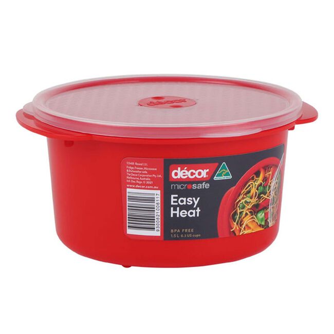 Decor Microwaveable 1.5L Round Lunch Box