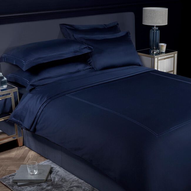 DOUBLE DUVET COVER Double Stitch Navy 500tc