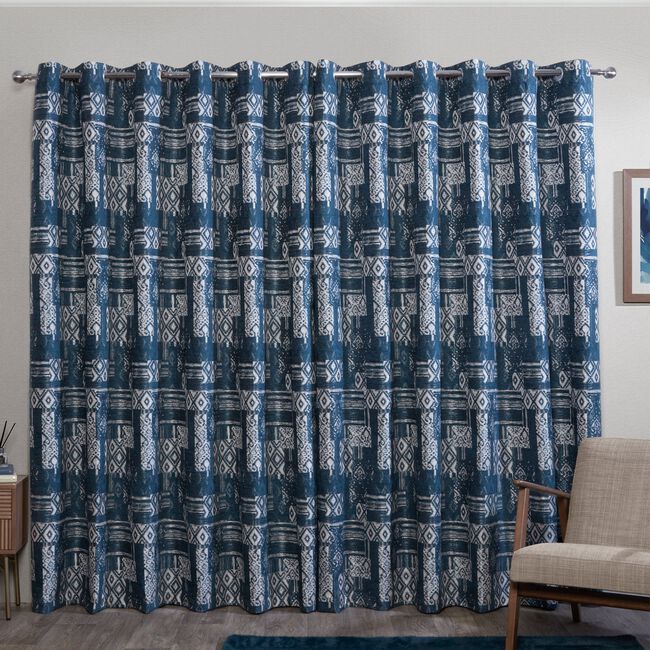 BLACKOUT & THERMAL BOHO NAVY 66x54 Curtain