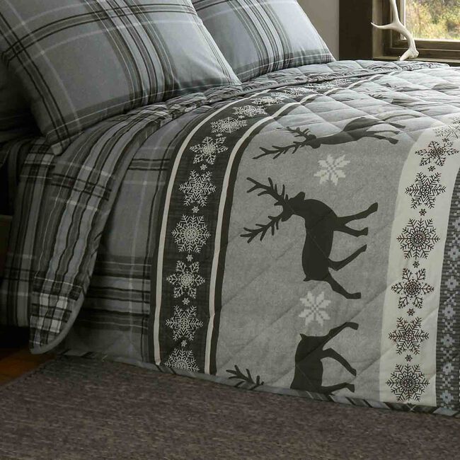 Snowflurry Check Stag Bedspread 200cm x 220cm