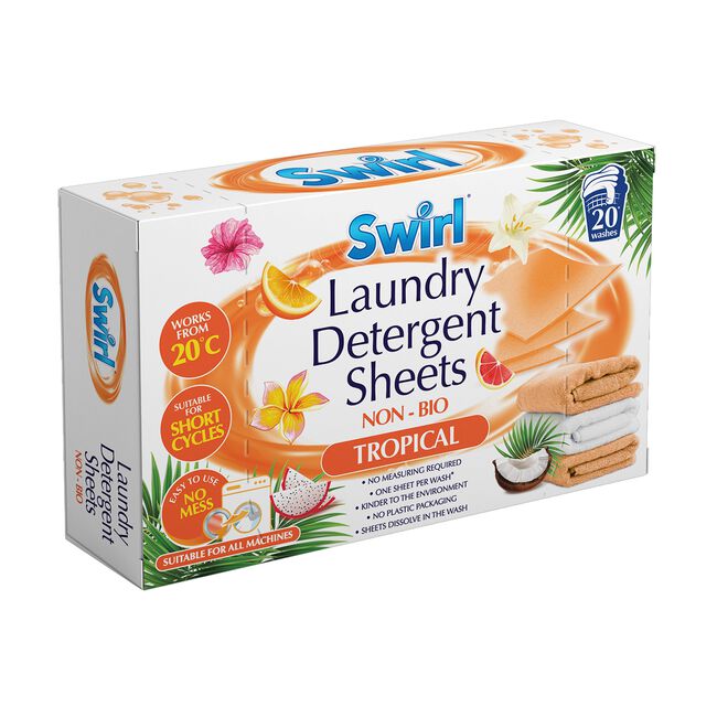 Swirl Tropical 20 Laundry Detergent Sheets