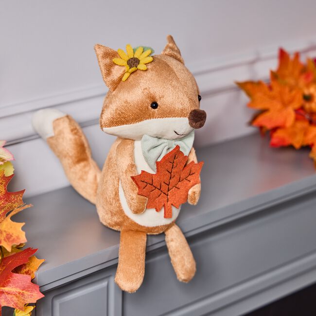 Plush Fox With Autumn Leaf