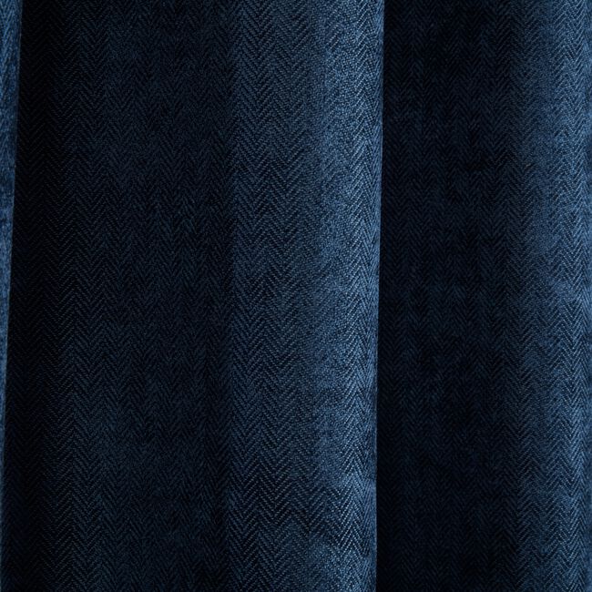PENCIL PLEAT BLACKOUT & THERMAL HERRINGBONE NAVY 66x54 Curtain