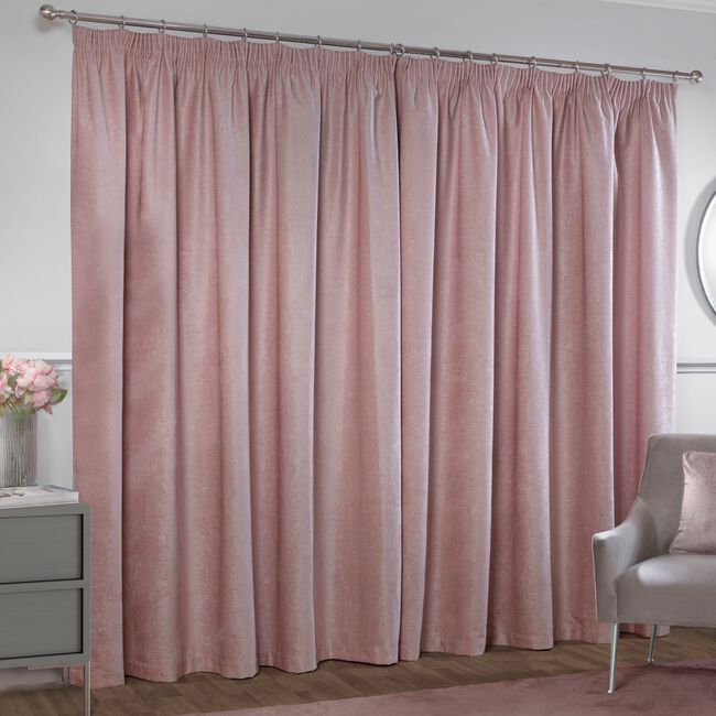PENCIL PLEAT BLACKOUT & THERMAL TEXTURED ROSE 66x54 Curtain