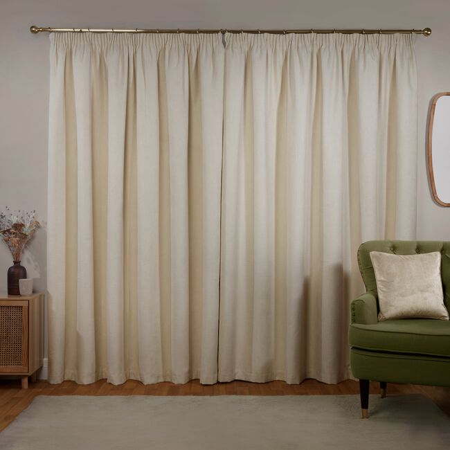 PENCIL PLEAT BLACKOUT THERMAL BASKETWEAVE NATURAL 66x54 Curtain