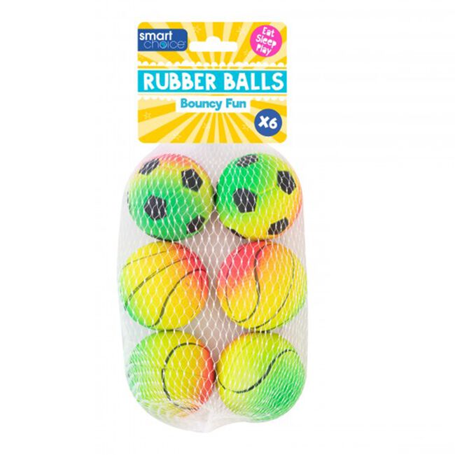 Summer Rainbow Rubber Balls 6 Pack