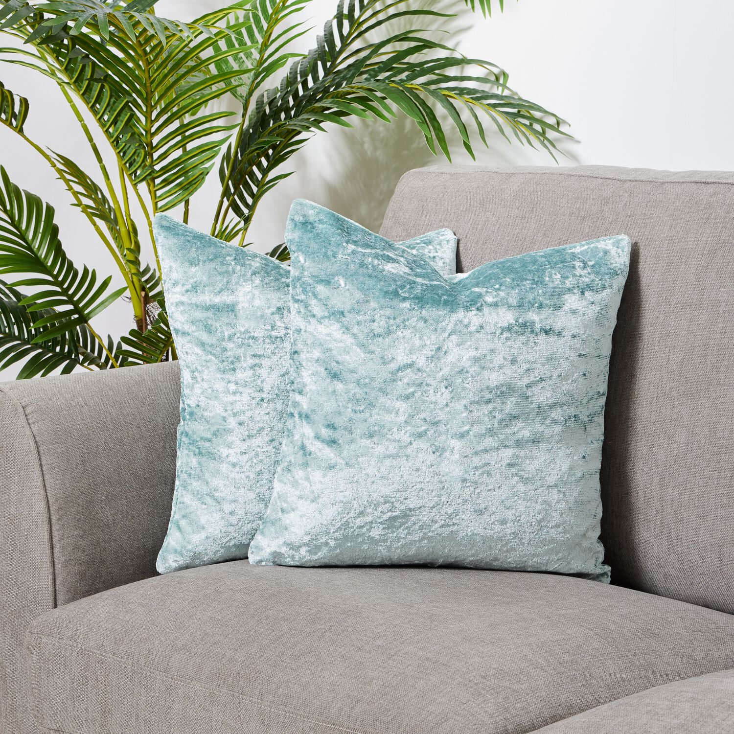 Teal crushed cheap velvet cushions