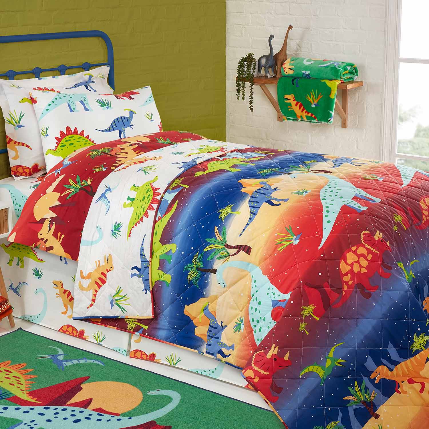 Dino Land Bedspread 200cm x 220cm Multi Home Store More