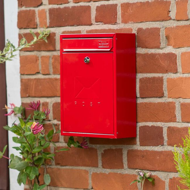 Steel Letterbox Compact Pillarbox Red