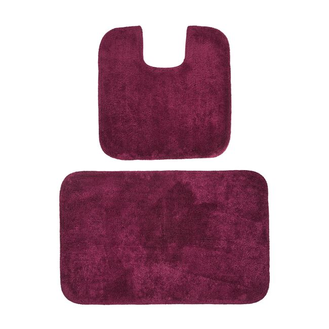 2 Piece Cotton Plain Dye Crimson Bathroom Set
