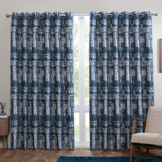 BLACKOUT & THERMAL BOHO NAVY 66x54 Curtain