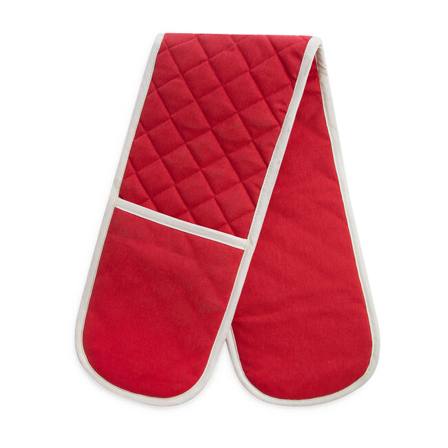 Two Tone Double Oven Glove - Red/Cream