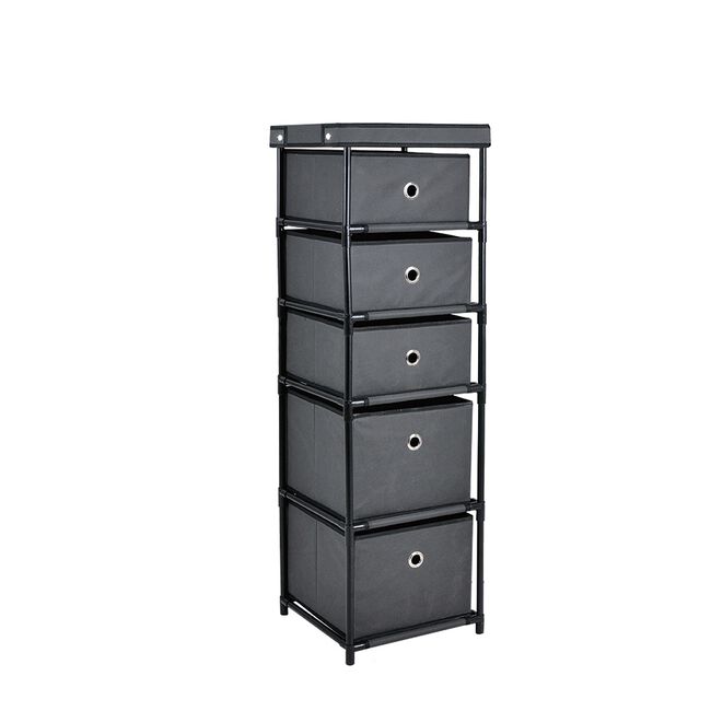 Stackaway 5 Drawer Wide Charcoal Storage Unit