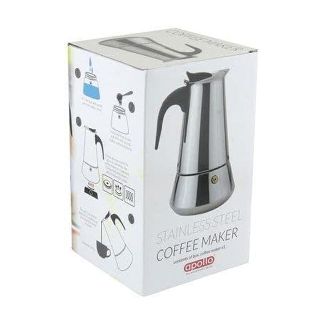 Apollo Stainless Steel 6 Cup Espresso Coffee Maker
