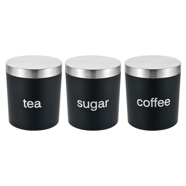 Essentials Set Of 3 Canisters - Black