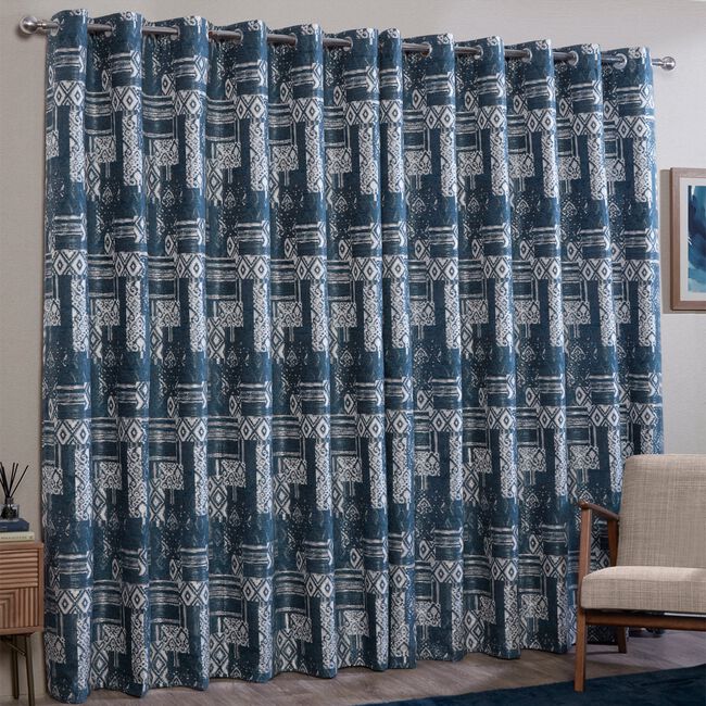 BLACKOUT & THERMAL BOHO NAVY 66x54 Curtain