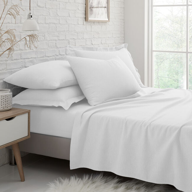KING SIZE FITTED SHEET Brushed Cotton White 2C
