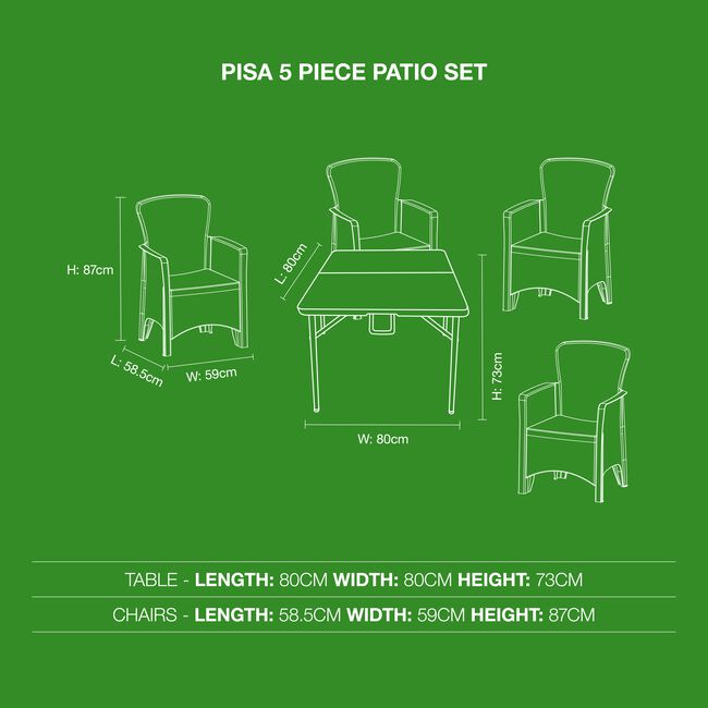 Pisa 5 Piece Garden Furniture Patio Set
