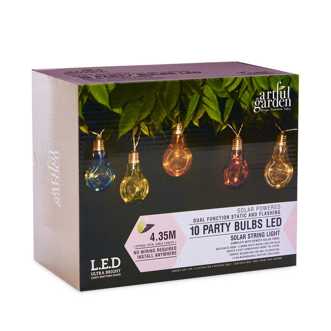 10 Party Bulbs LED Garden Solar String Lights