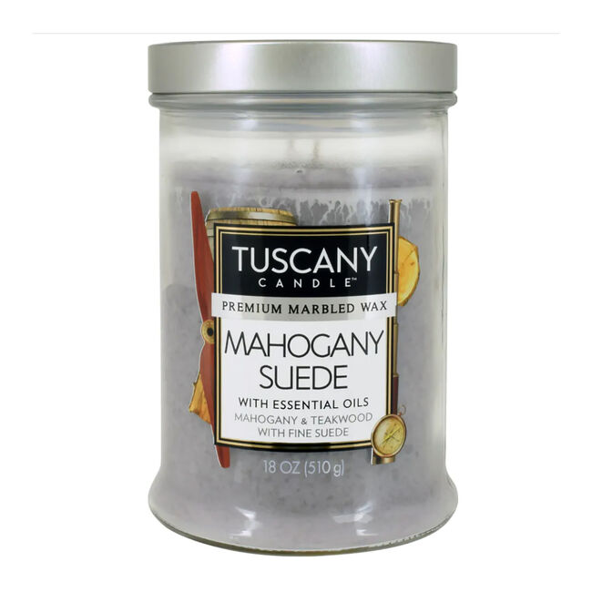 Tuscany Double Wick Mahogany Suede Candle 18oz