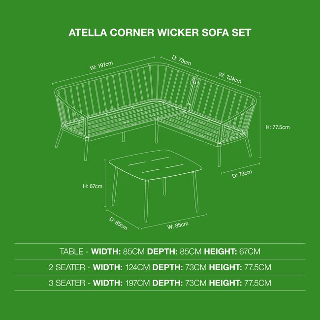 Atella Corner Wicker Sofa Set