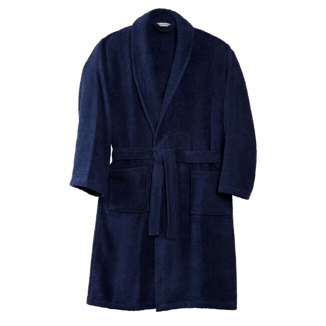 NICOLE DAY MENS NAVY COTTON LARGE Bathrobe