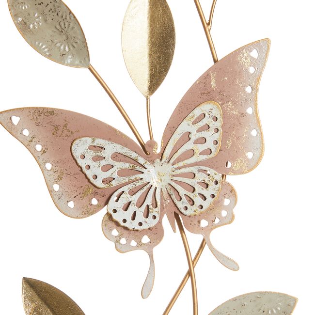 Pink & Gold Floral Metal Wall Art 28.6cm X 74.3cm