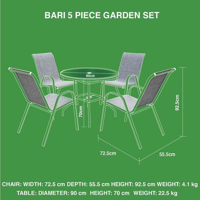 Bari 5 Piece Garden Furniture Set 