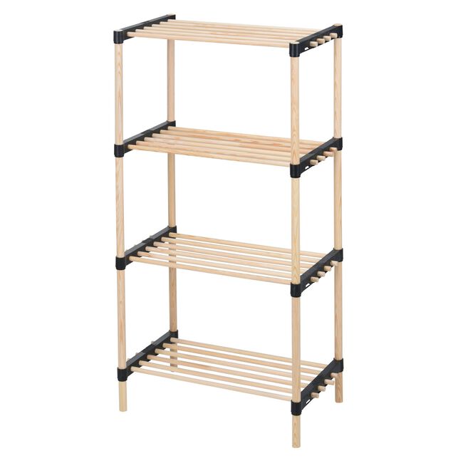 Shoe Rack 4 Tier Pine Wood