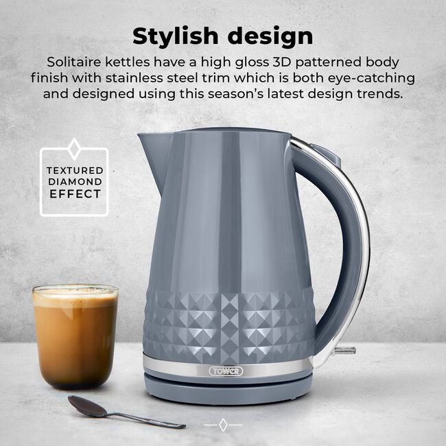 TOWER SOLITAIRE GREY 1.5L Kettle