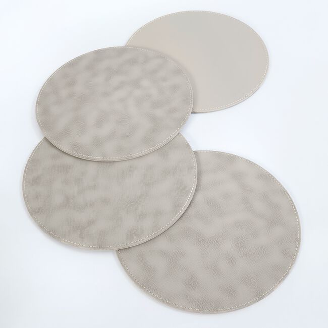 Reversible Round Bark Placemats - Grey