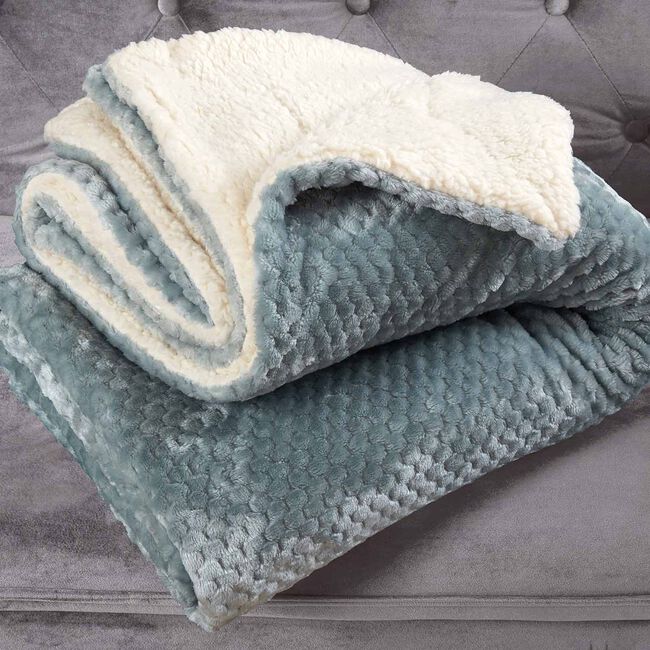 Nicole Day Waffle Sherpa Throw 130x170cm -Duck Egg - Home Store + More