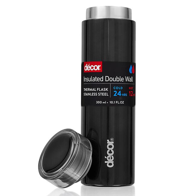 Decor Black 300ml Vacuum Water Bottle Flask 