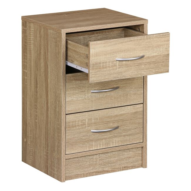 Mayfair Oak Effect 3 Drawer Bedside Locker