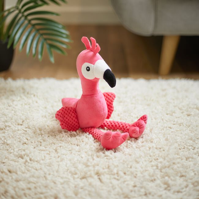 Flamingo Plush Dog Toy w/ Squeaker