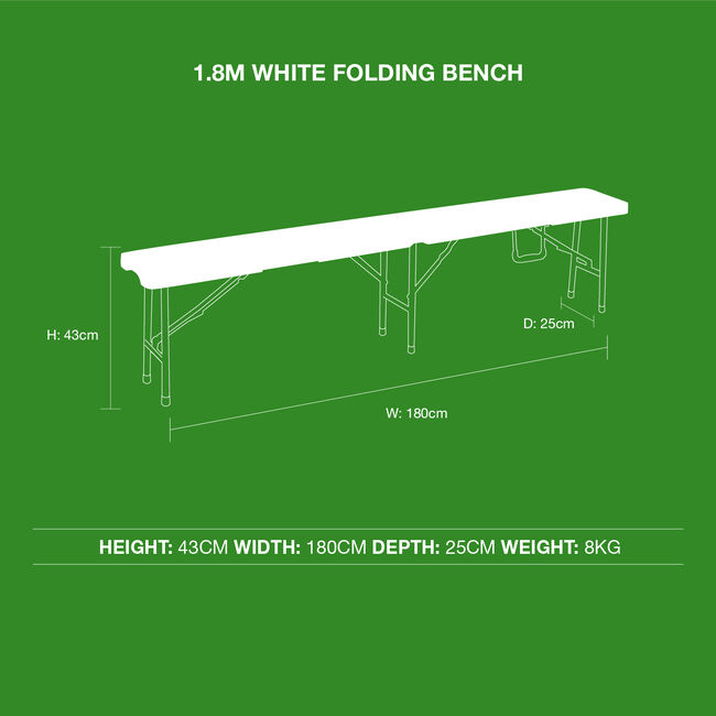 White Folding Bench 1.8M