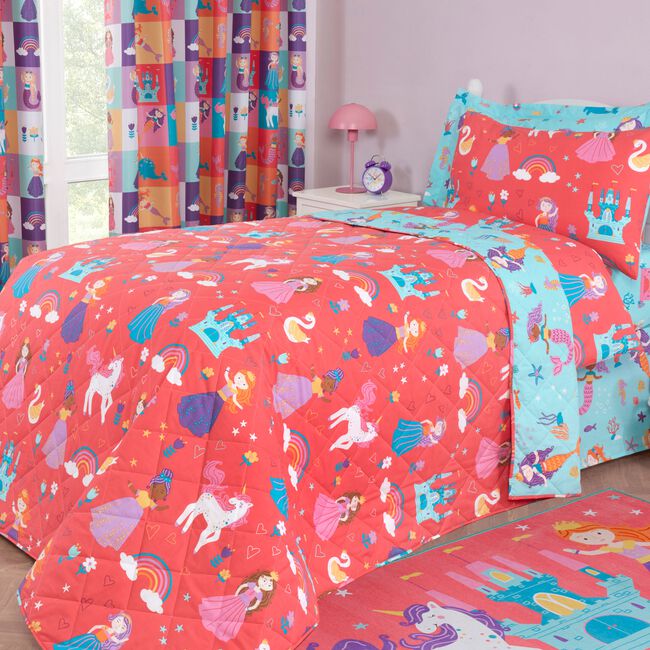 Princess Mermaid Bedspread 200cm x 220cm - Pink